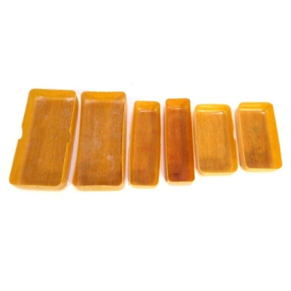 Three faux wood grain plastic celluloid soap box two piece travel cases vintage - Picture 3 of 3